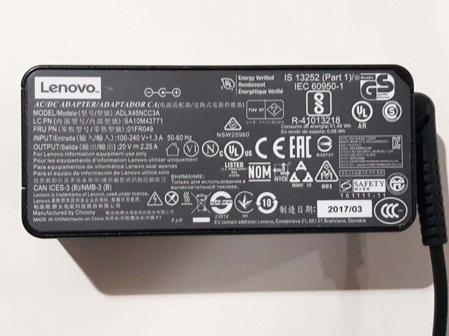 OEM Lenovo 45W AC Power Adapter Charger ADLX45NCC3A for Chromebook N22 N23 N42