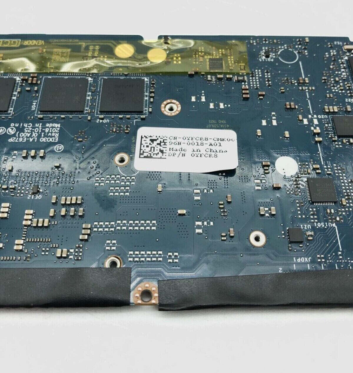 YFCR8 Dell XPS 13 9380 Laptop Motherboard Intel i5-8265U 4GB Ram LA-E672P 0YFCR8