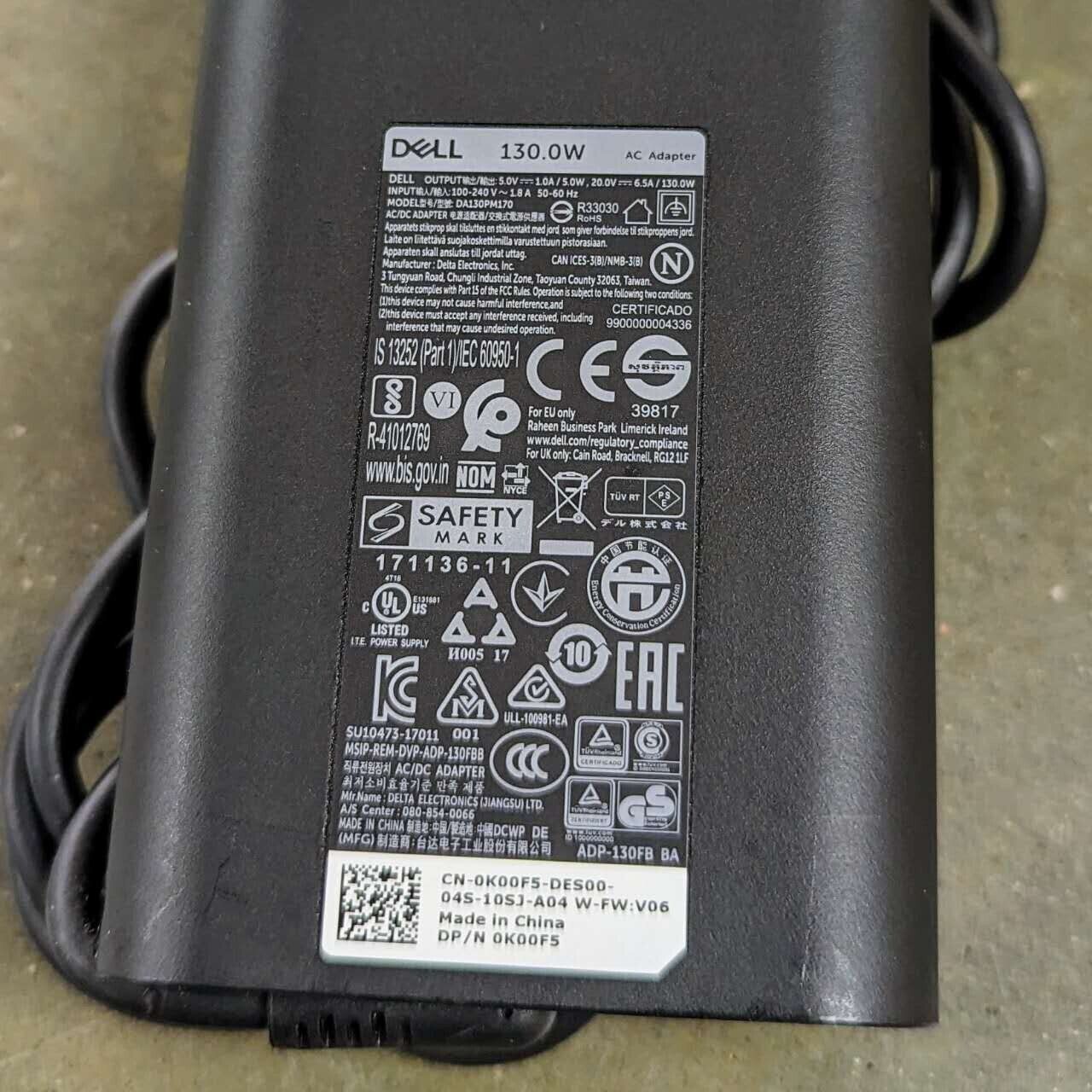 DELL 130W USB-C Type C K00F5 HA130PM170 AC Power Adapter Charger Dell XPS
