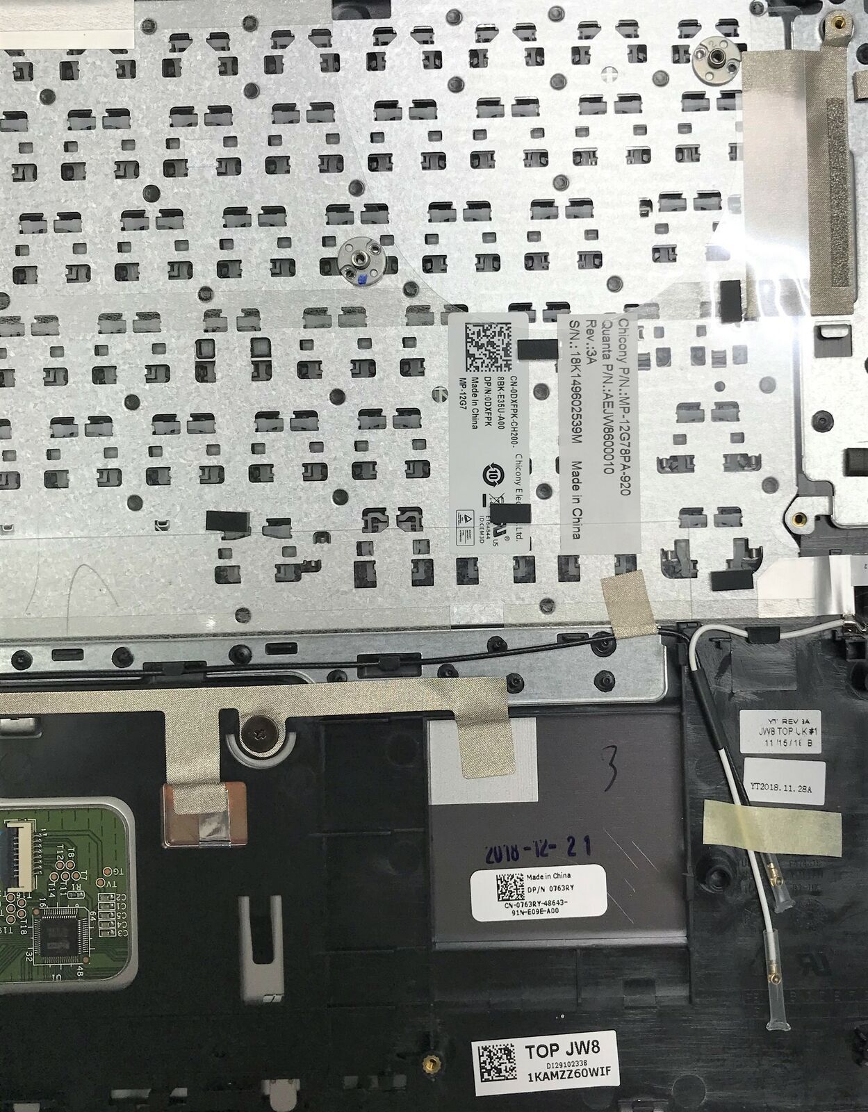NEW 763RY Dell Vostro 5480 Keyboard Palmrest Bezel Assy Portuguese Layout DXFPK