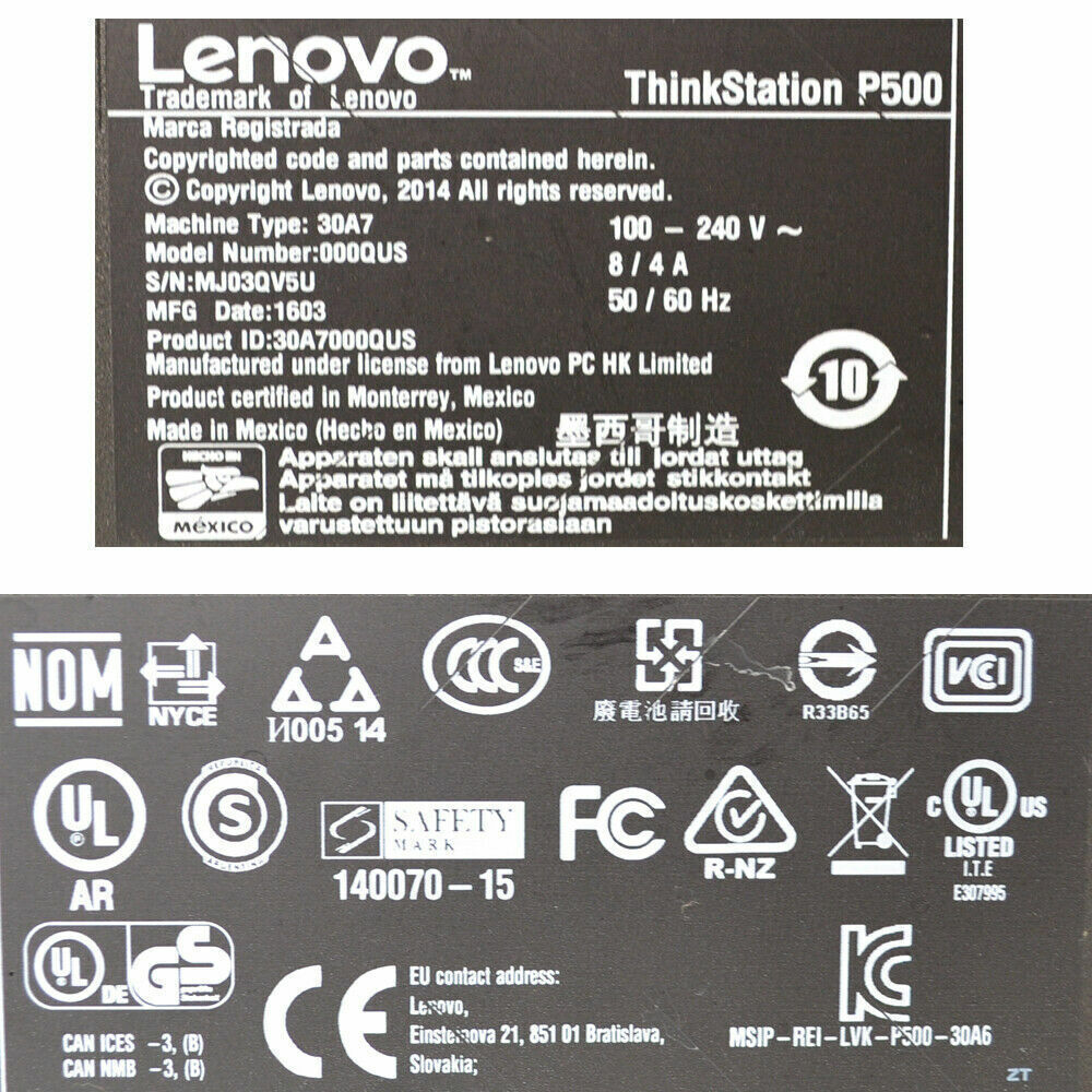 Lenovo ThinkStation P500 Xeon E5-1650 v3 32GB DDR4 960GB SSD Win10 HD7470 WIFI