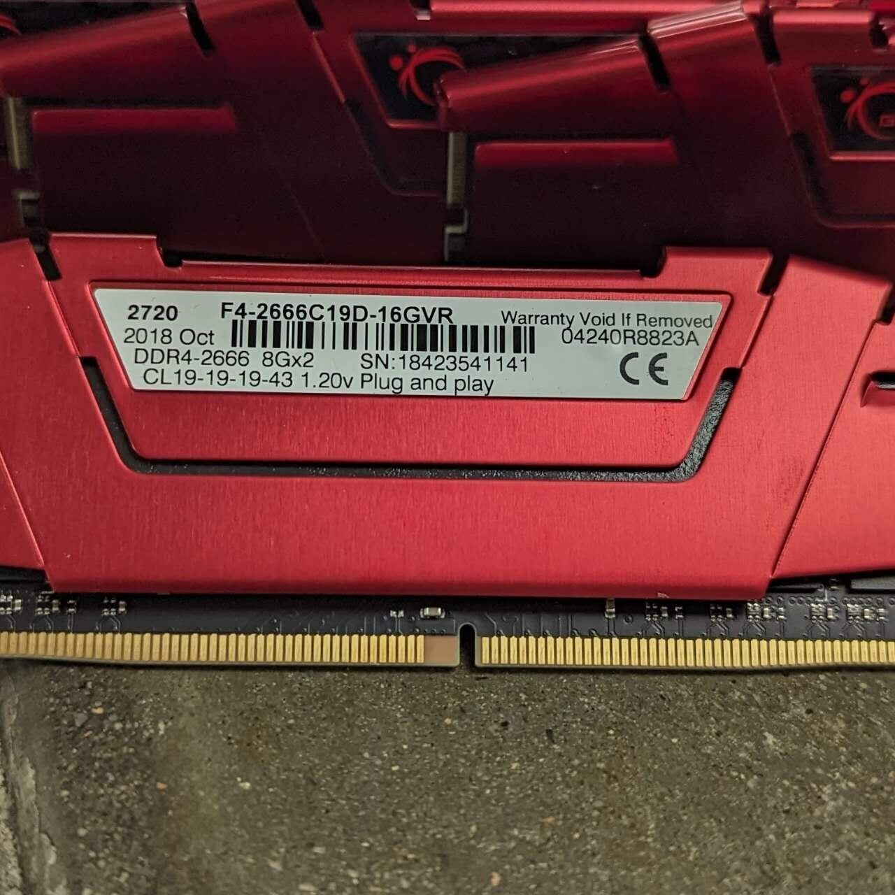 G.Skill Ripjaws V 32GB (8GBx4) DDR4 RAM 2666MHz CL19-19-19-43 1.20V