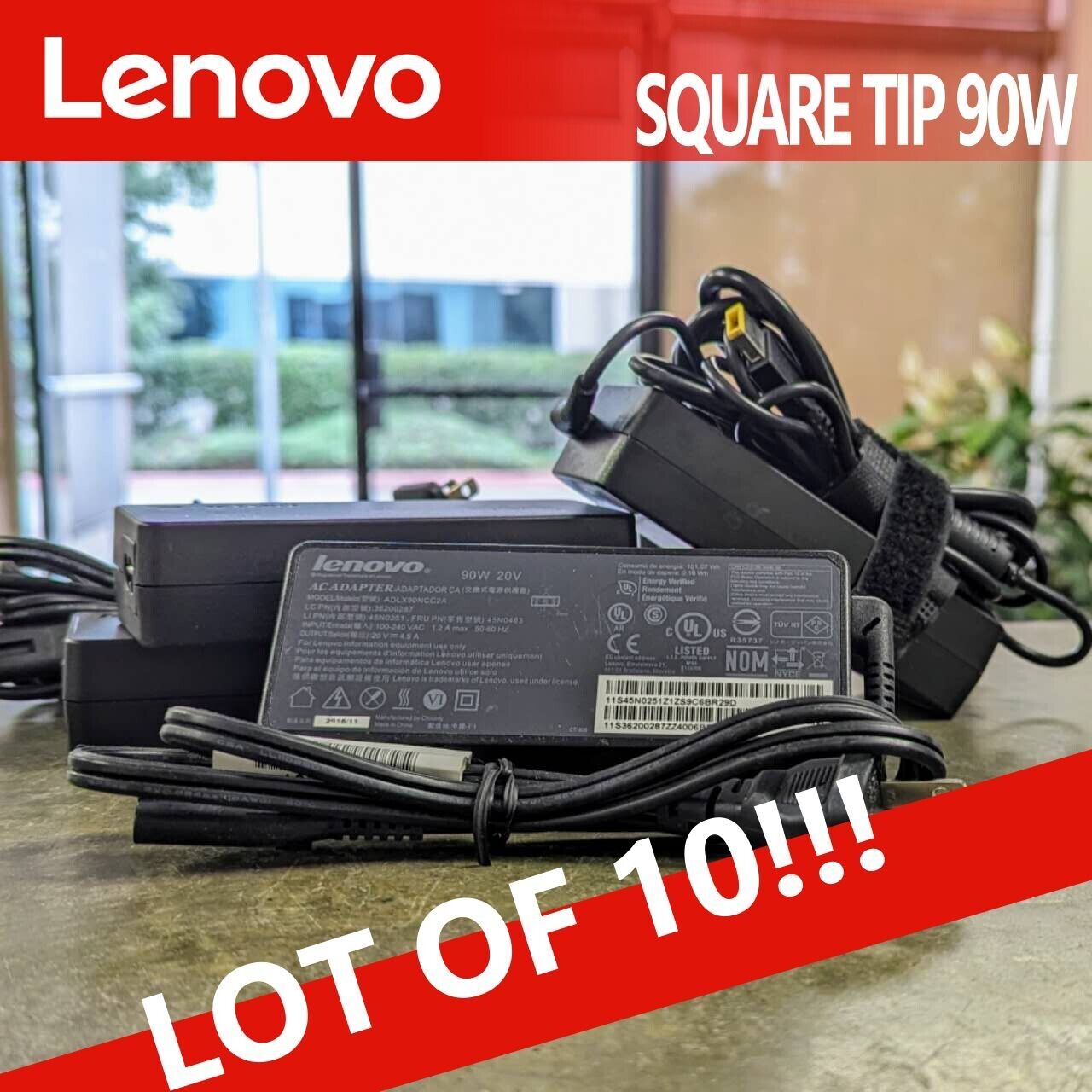 LOT 10 90W USB-C Type-C AC Adapter Charger For Lenovo Series L480 L390 P52S P53s
