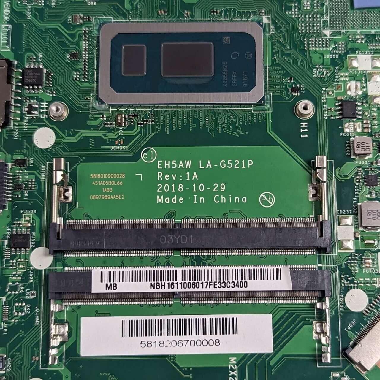 Genuine Acer Aspire 5 NEW Laptop Motherboard i5-8265u LA-G521P NBH1611006