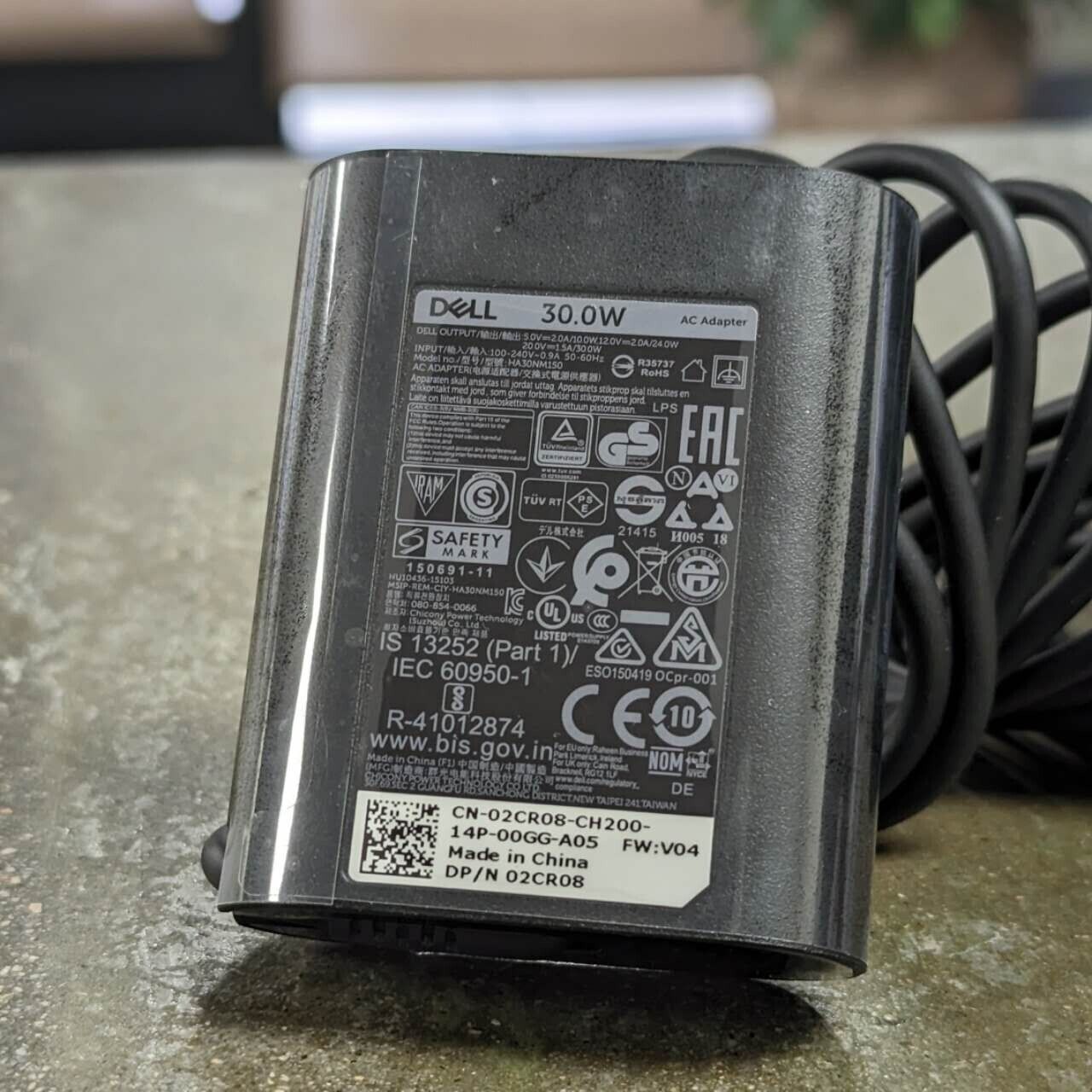 OEM Dell 30W AC Adapter HA30NM150 USB-C for Latitude 7285 VENUE 10 PRO 2CR08