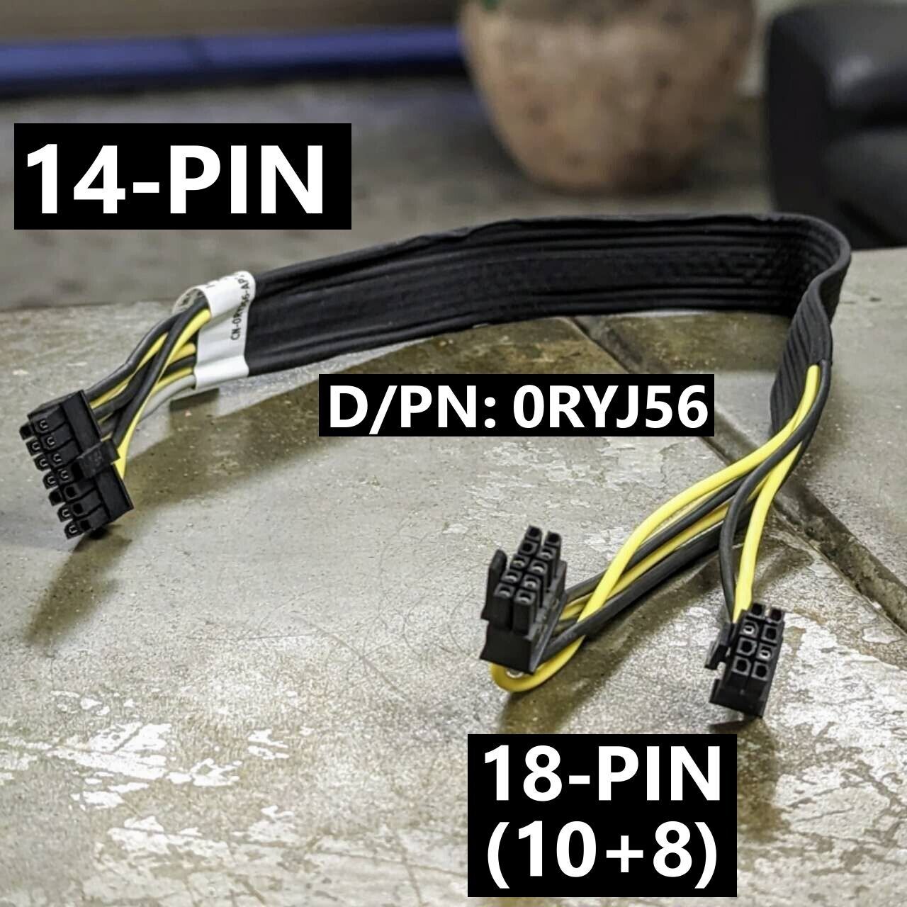 DELL RYJ56 14-pin to 18-pin (10+8) for PowerEdge Server PCIE Power Cable