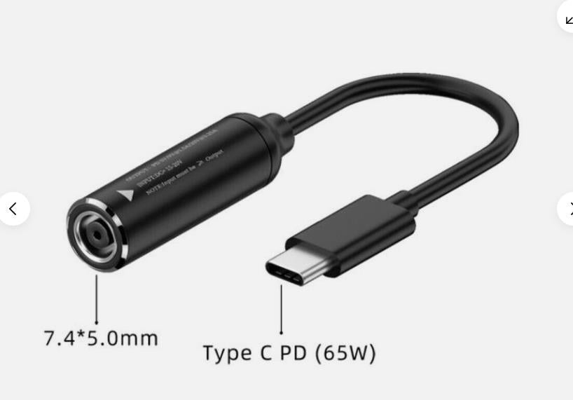 LOT 100 HP DELL 45W 65W 7.4mm to usb c adapter cable