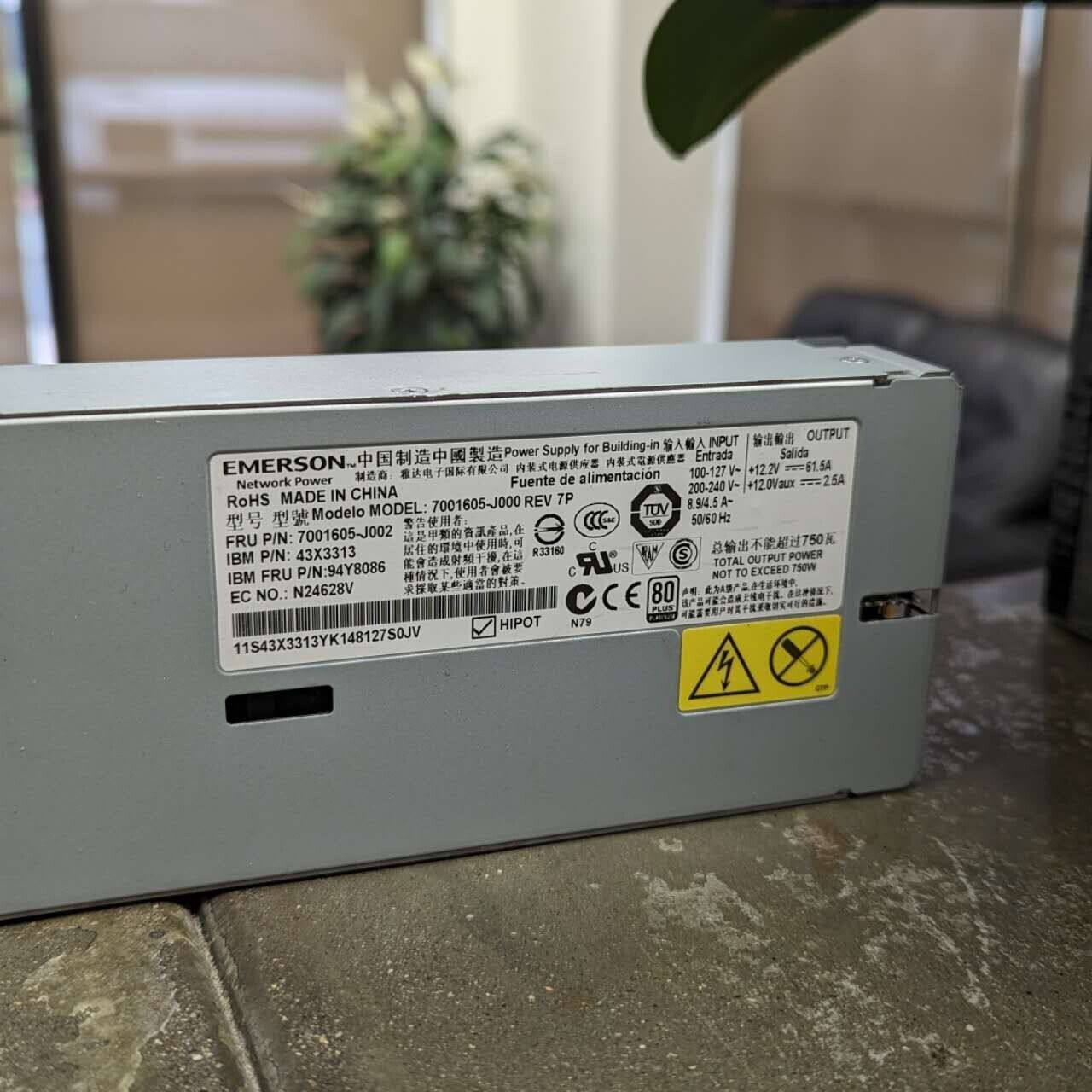 Emerson 7001605-J000 Power Supply 750W 94Y8113