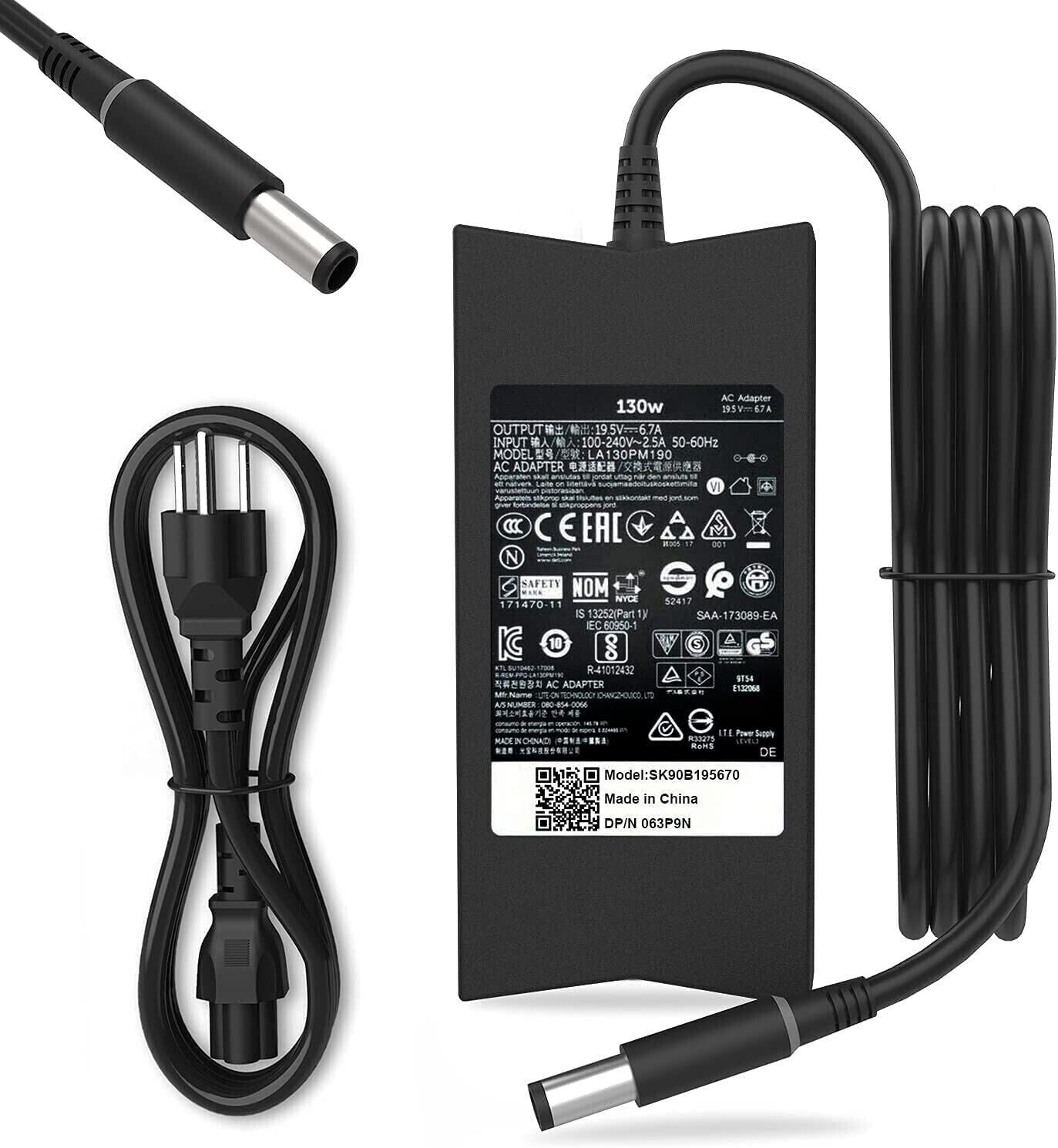 Genuine Dell 130w Docking Station AC Charger | Dell 130w Power Brick w/ C5 CORD