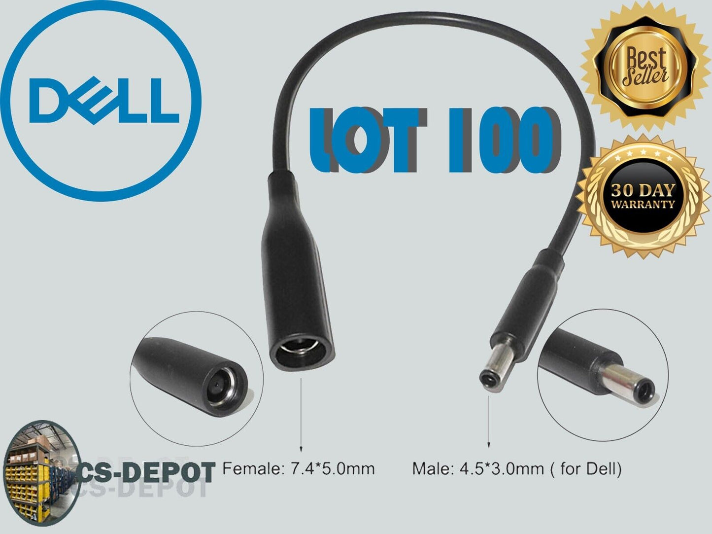 LOT 5 F/Dell 7.4mm 4.5mm AC Charger Power Supply Adapter Converter Charging W2F3
