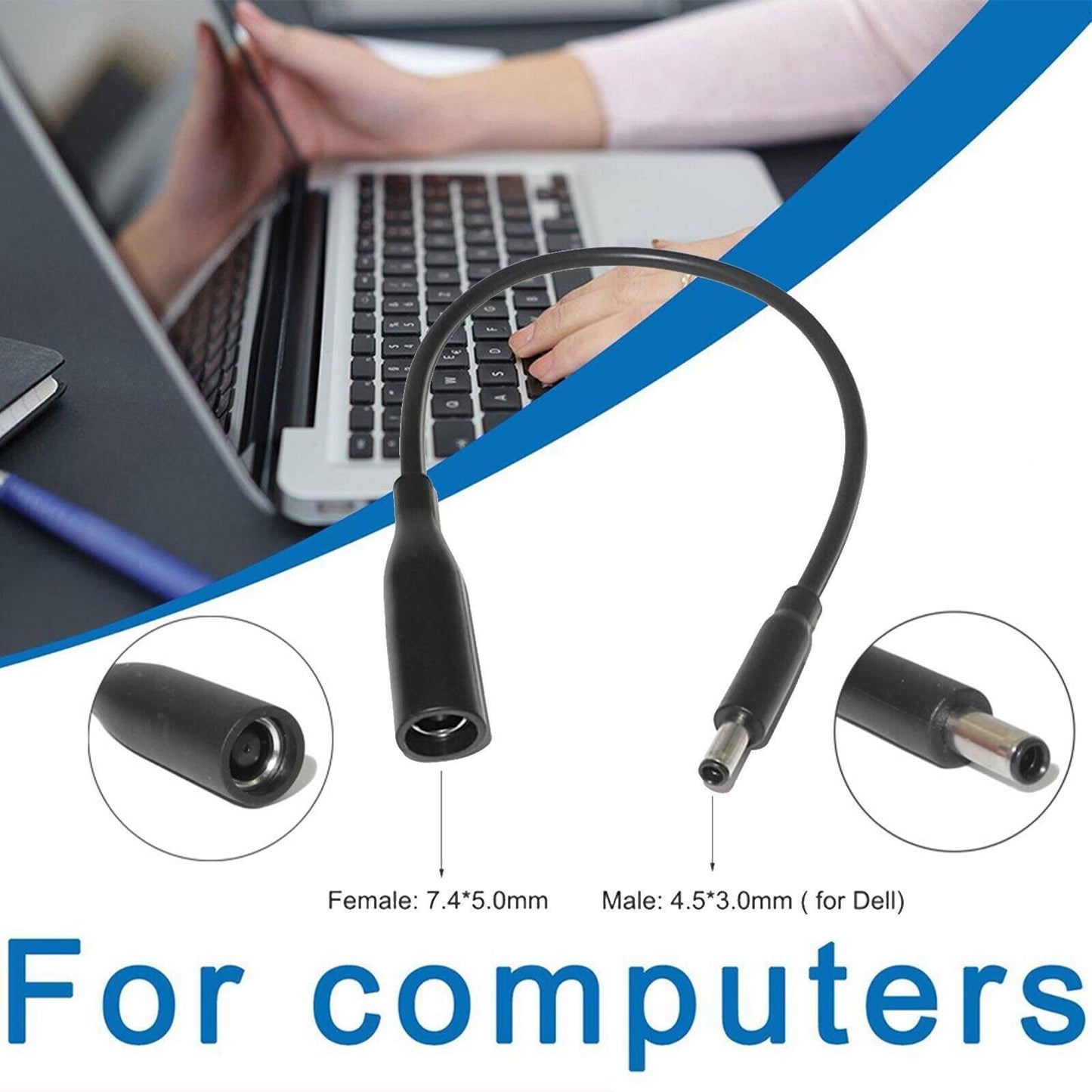 LOT 5 F/Dell 7.4mm 4.5mm AC Charger Power Supply Adapter Converter Charging W2F3