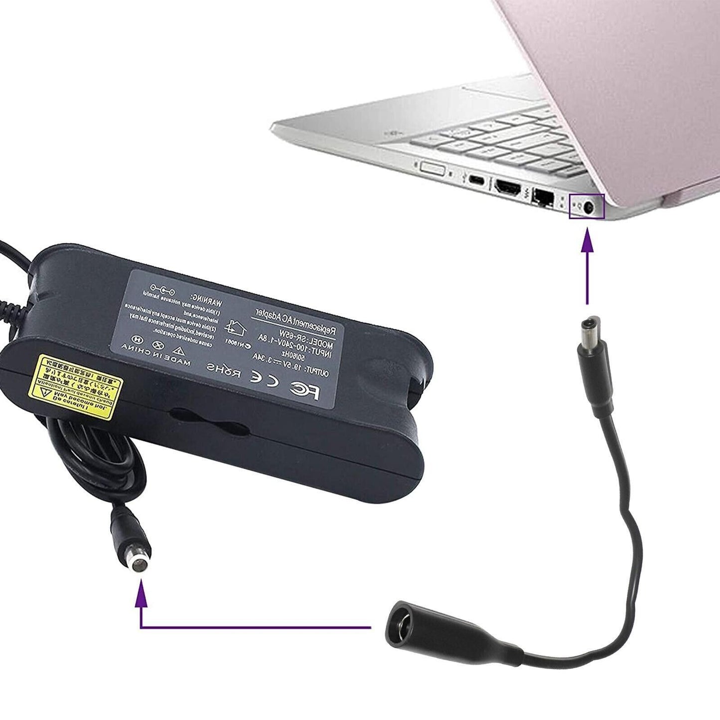LOT 5 F/Dell 7.4mm 4.5mm AC Charger Power Supply Adapter Converter Charging W2F3