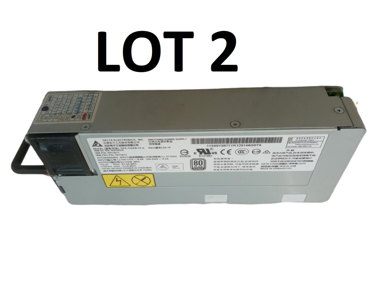 LOT 2 IBM 69Y5872 750W X3650 M4 Power Supply 69Y5871 Delta Electronics DPS-750AB