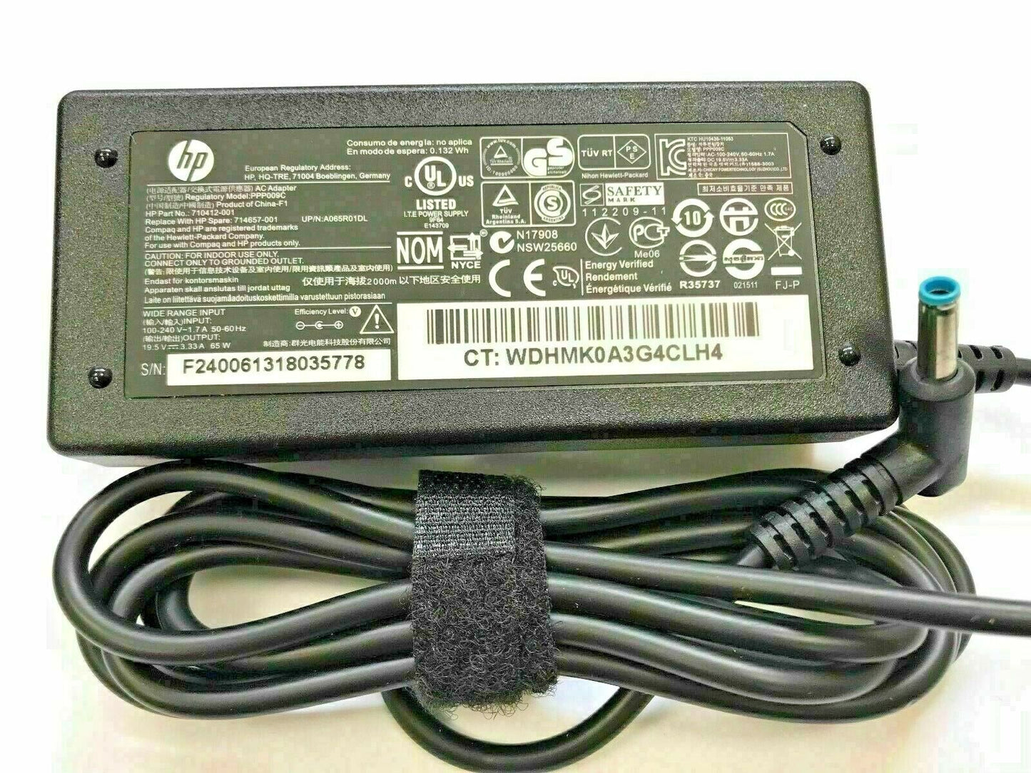 HP Laptop AC 65W Adapter Power 3.33A Charger 19.5V Power Cord Blue tip FAST
