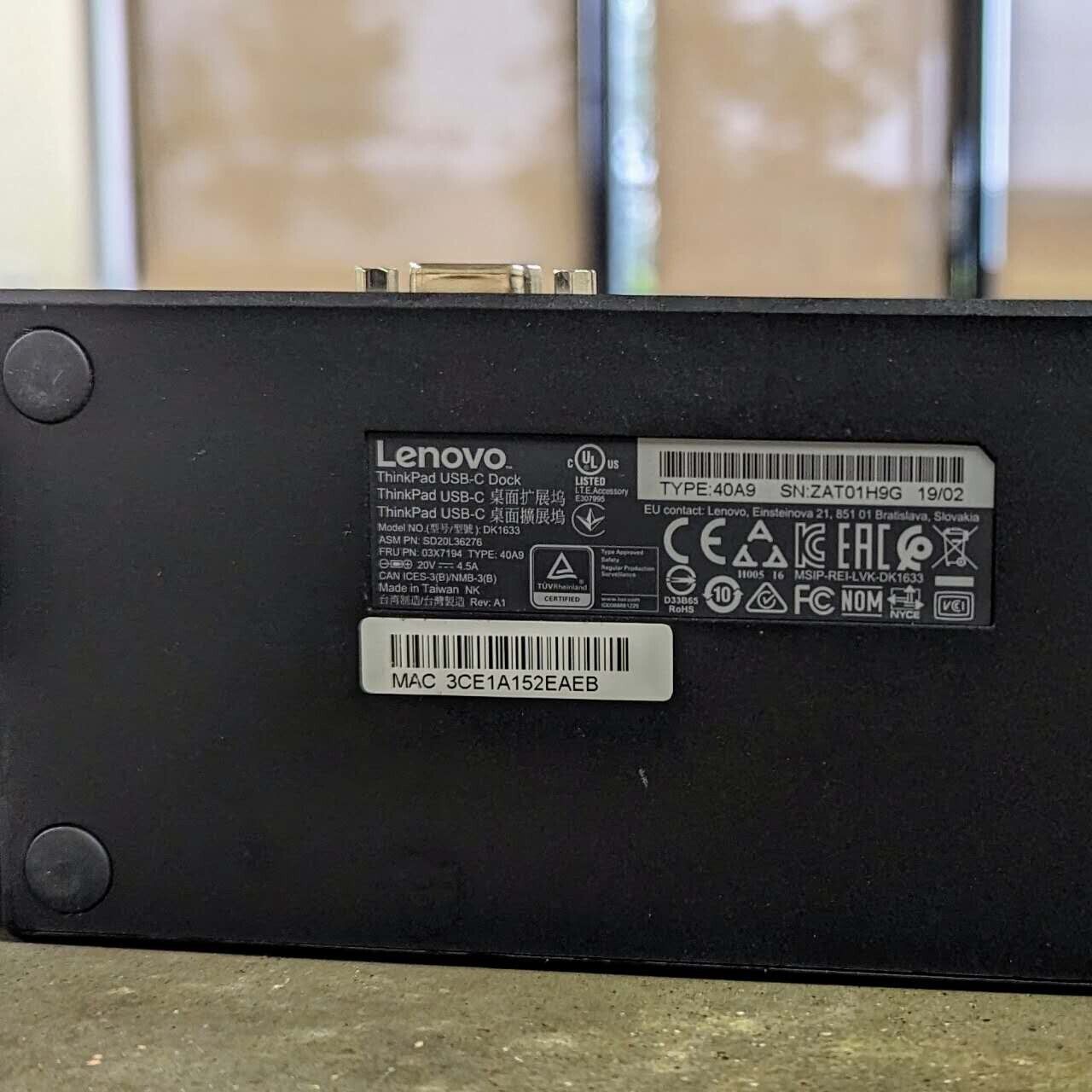 Lenovo thinkpad usb-c Dock Docking Station dk1633 with 90w AC Power Adapter