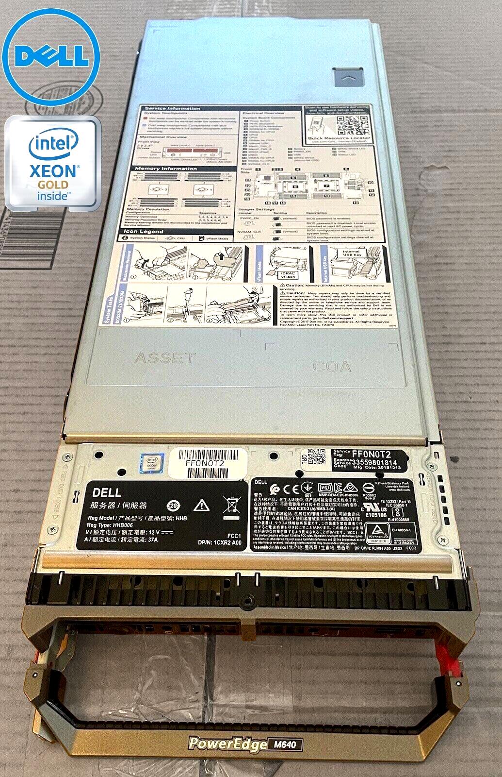 DELL POWEREDGE M640 Server CTO 0D4WRJ Chassis & Motherboard Only Barebones CTHW9