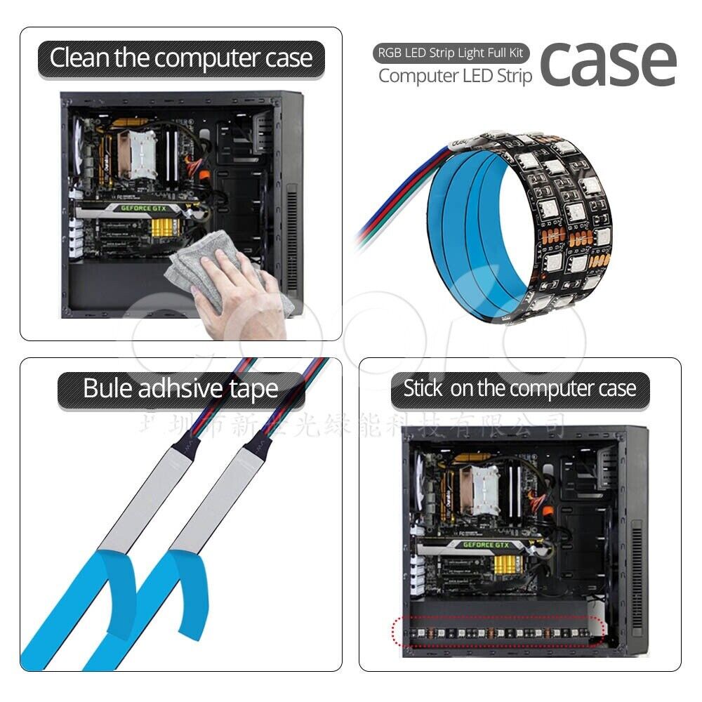 SATA RGB LED Strip Light for pc case Remote Control Computer Case Adhesive tape