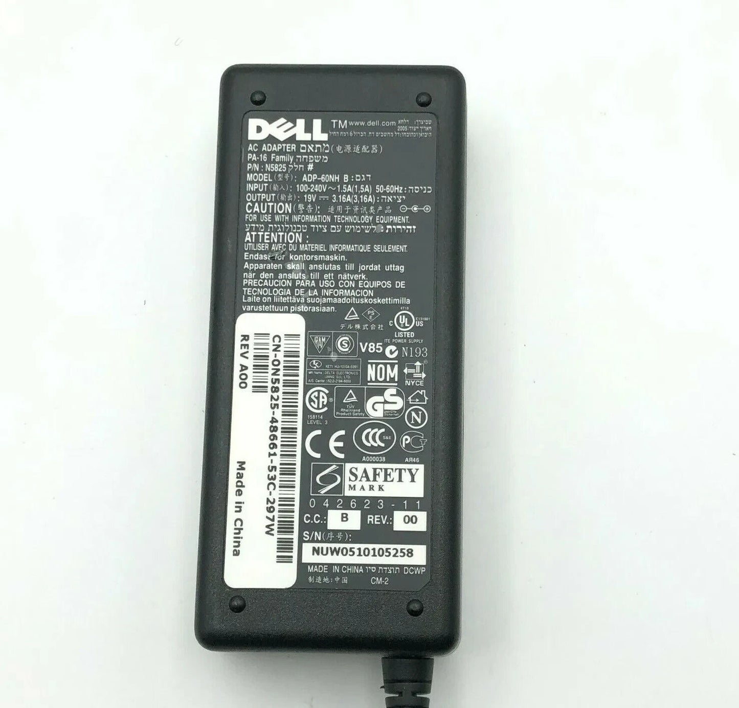 Genuine Dell AC Adapter Laptop Charger For Inspiron 3000 3200 3500 60W