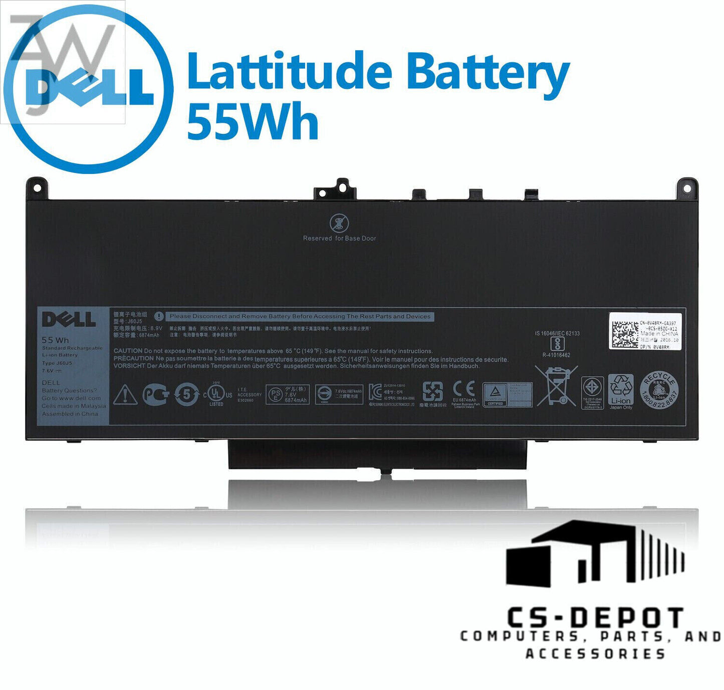 Genuine J60J5 Battery for Latitude E7270 E7470 MC34Y 242WD GG4FM R1V85 451-BBSX