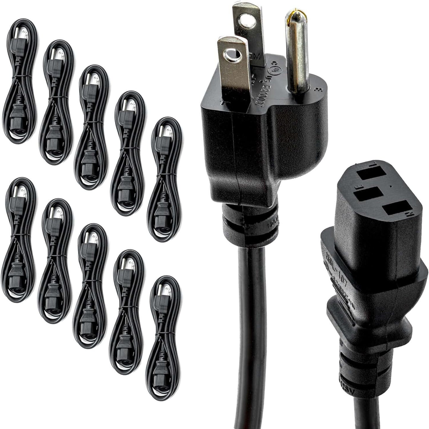 LOT of 50 Dell 10ft Computer PC Desktop Monitor Power Cable / IEC Cable