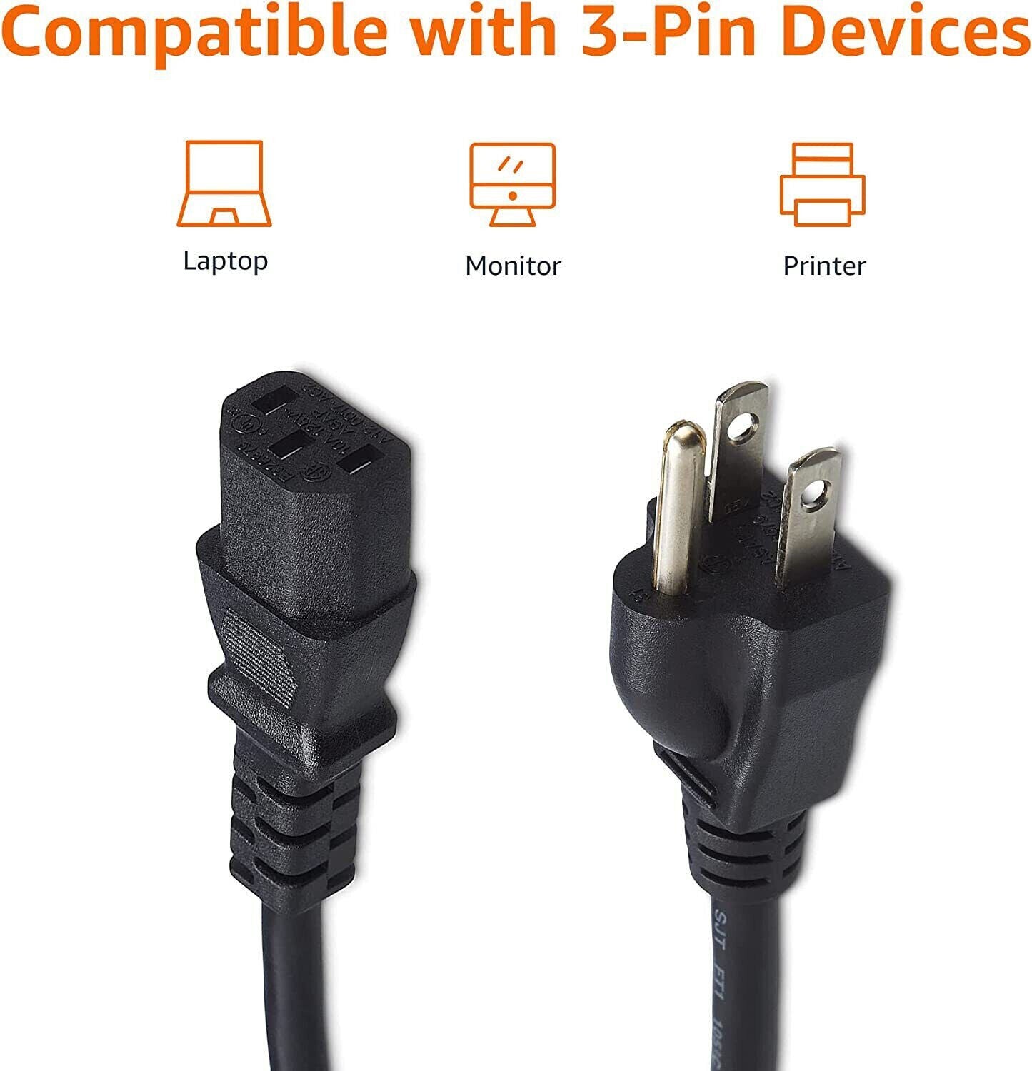 LOT of 50 Dell 10ft Computer PC Desktop Monitor Power Cable / IEC Cable