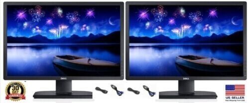 A Matching DUAL LARGE MAJOR BRAND 23" Widescreen LCD Monitors w/Cables Gaming