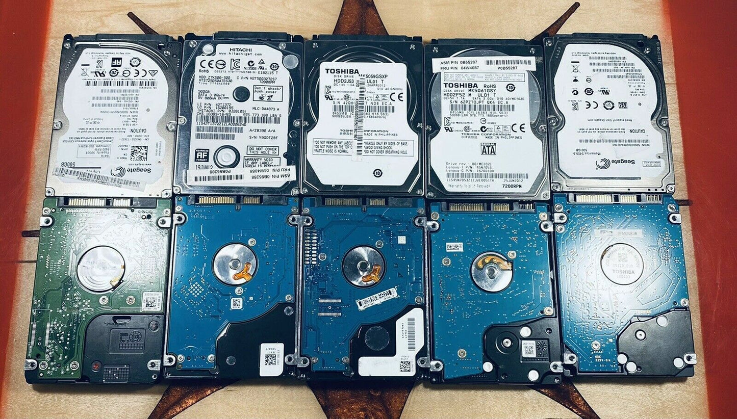 Lot of 10 500GB SATA 2.5" WD Seagate Hitachi Laptop Hard Drive HD HDD