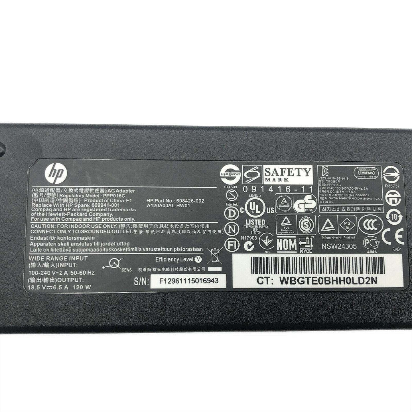 Genuine HP AC DC Adapter for Thunderbolt Dock G2 120W 2UK37UT#ABA w/Cord OEM