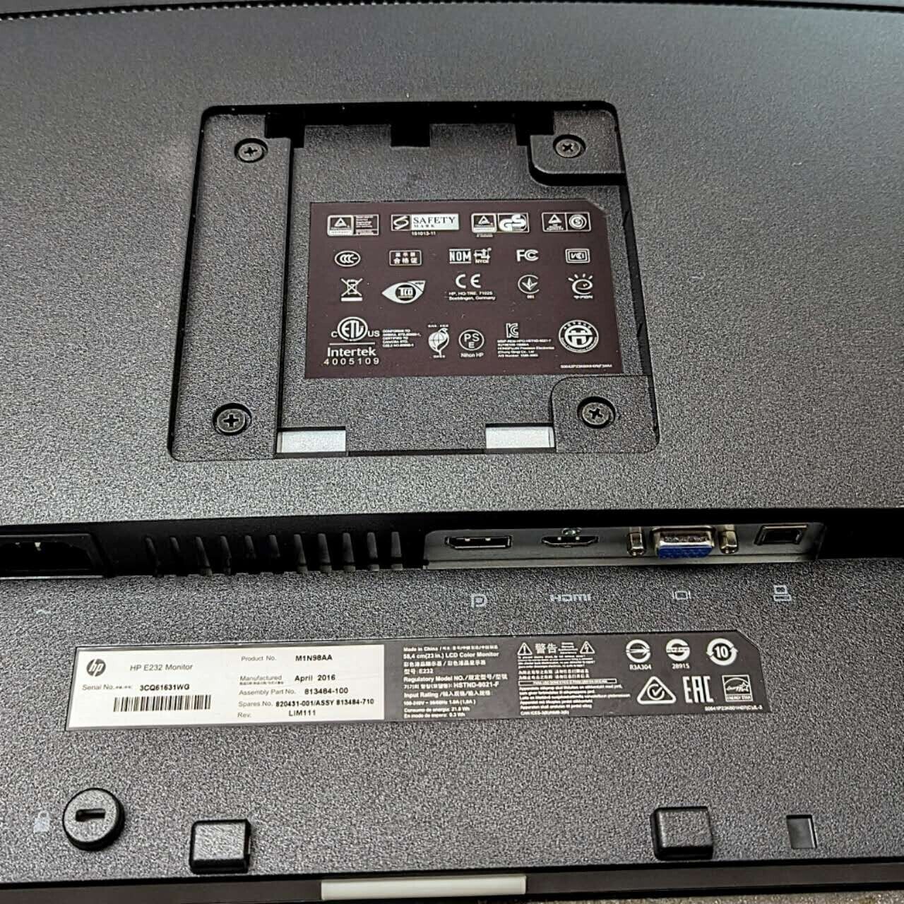 DUAL Monitors - HP EliteDisplay E232 23" HDMI IPS LED FHD w/ Stands and Cables