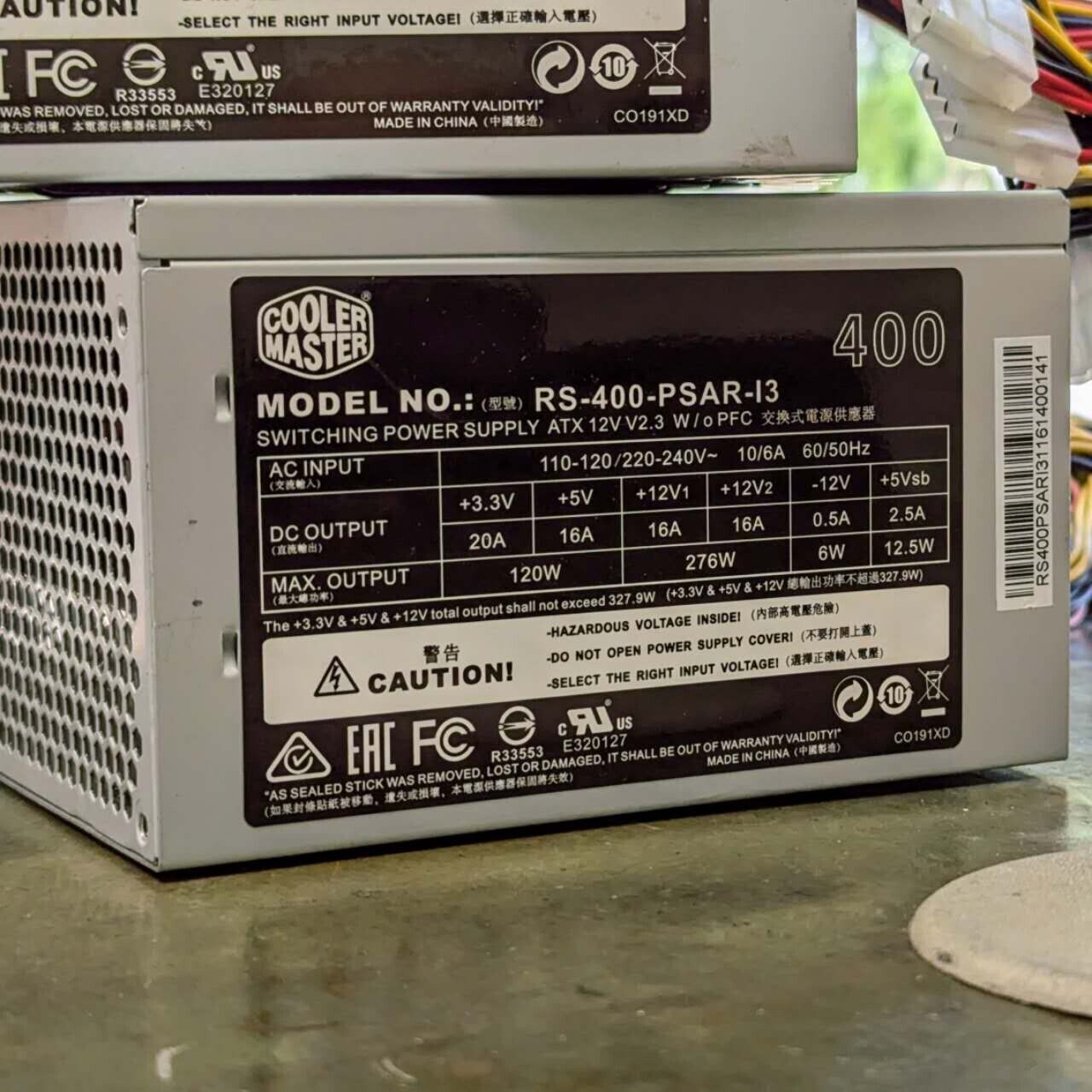 Lot of 2 Cooler Master 400W Gaming ATX Desktop PSU Power Supply RS-400-PSAR-I3