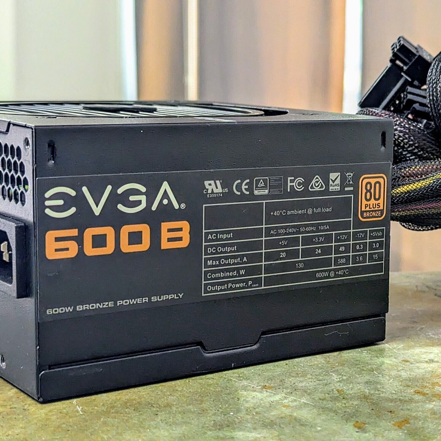 EVGA 600B 600W 80 PLUS Bronze CERTIFIED ATX Gaming Power Supply Unit PSU