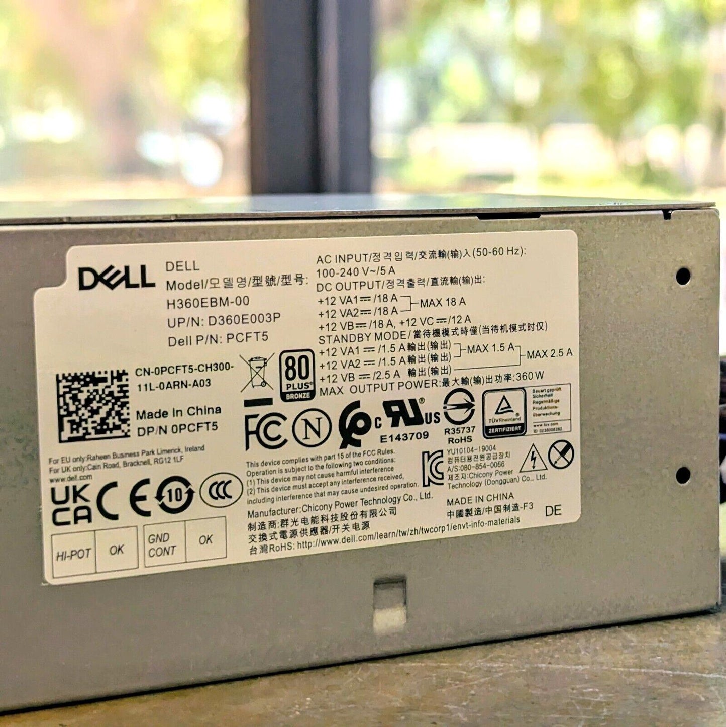 New Switching 360W Power Supply PSU For Dell G5 5090 XPS 8940 V5080 V5890 US