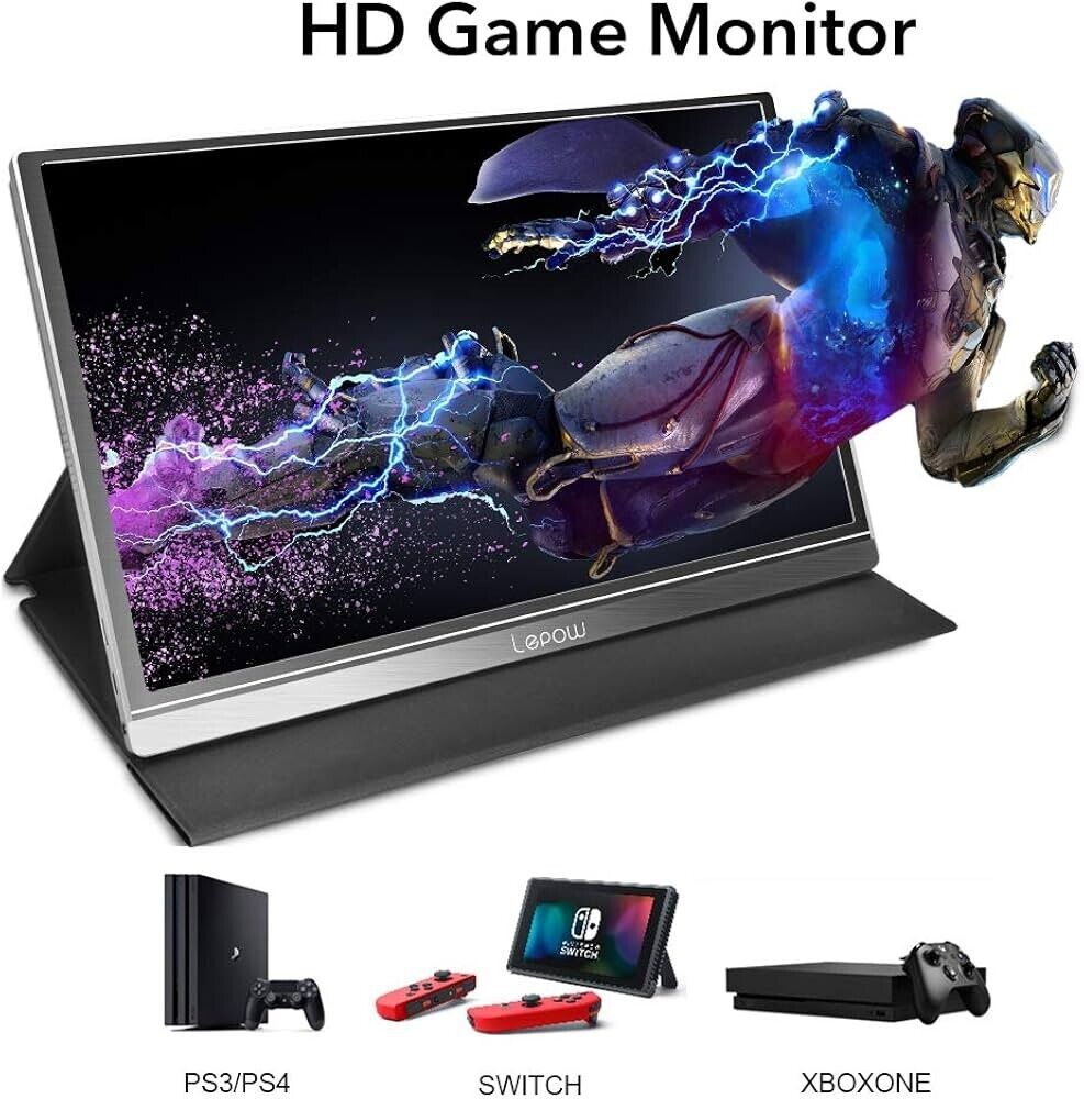 Portable External Monitor 15 INCH USB-C HDMI Gaming IPS Display Screen Speaker