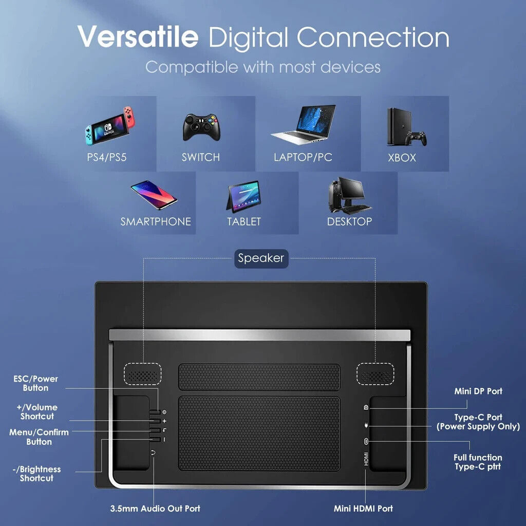 1920x1080 IPS HDMI Monitor Extend 15.6 screen Second Display PS4 SWITCH PHONE A