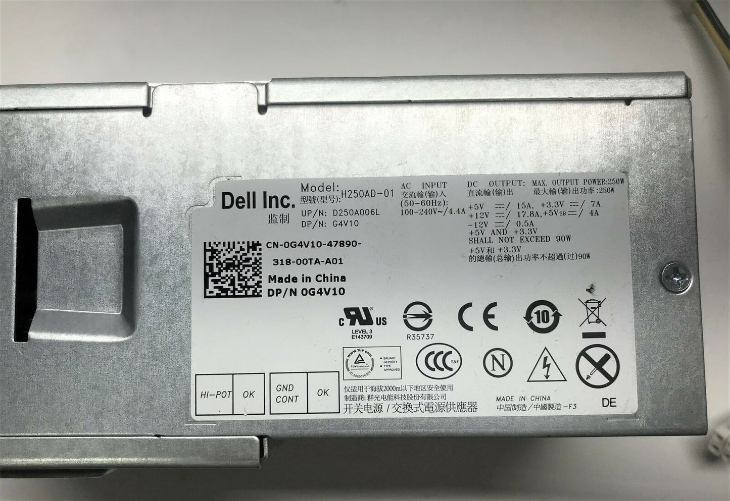 Dell G4V10 Optiplex 3010 7010 9010 DT 250W Desktop Power Supply with Modular