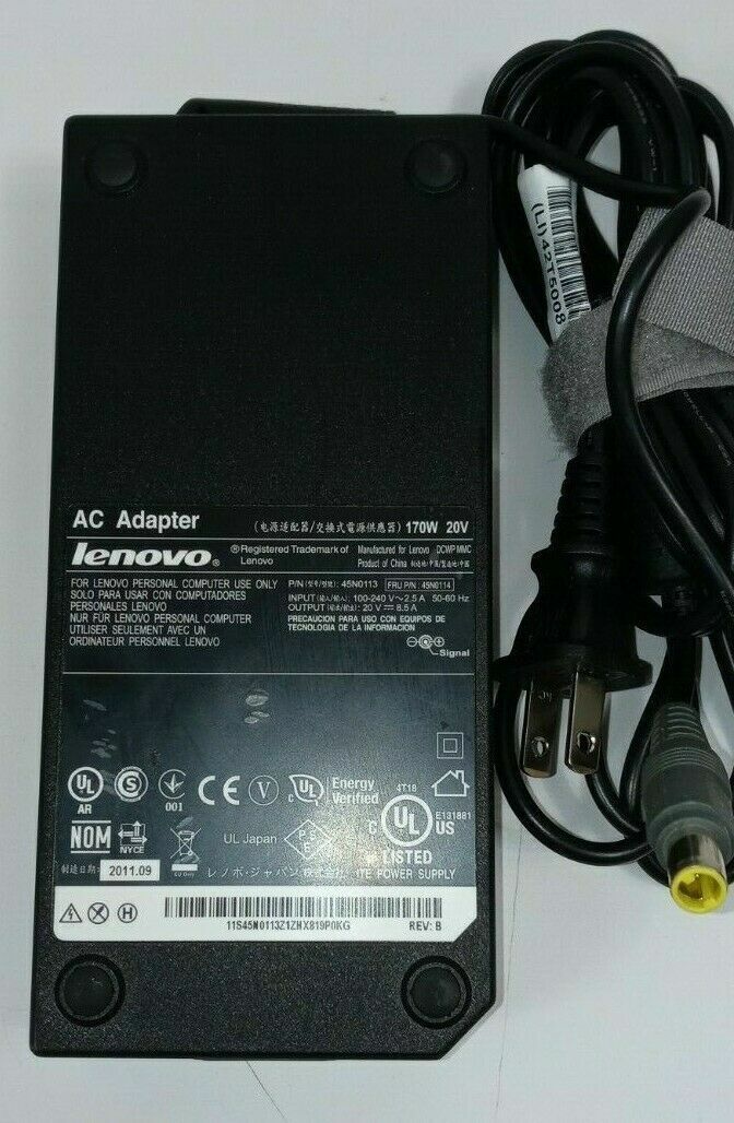 Genuine Lenovo ThinkPad W520 W530 AC Adapter 45N0116 45N0117 170W 20V 8.5A OEM