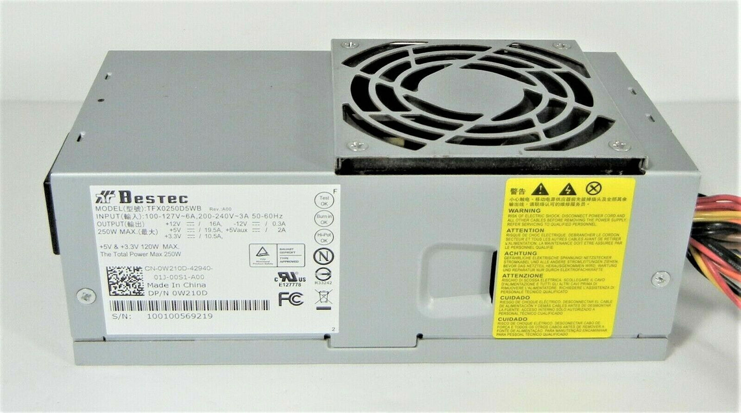 Dell 250W 390 790 990 3010 7010 9010 DT Replacement Power Supply W210D