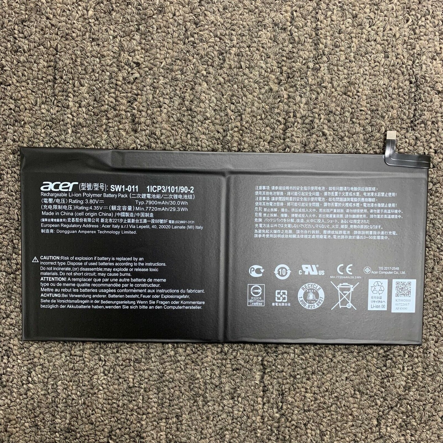 NEW Acer SW1-011 10 S1003-19GY Tablet Battery KT002010 01722039 1ICP3/101/90-2