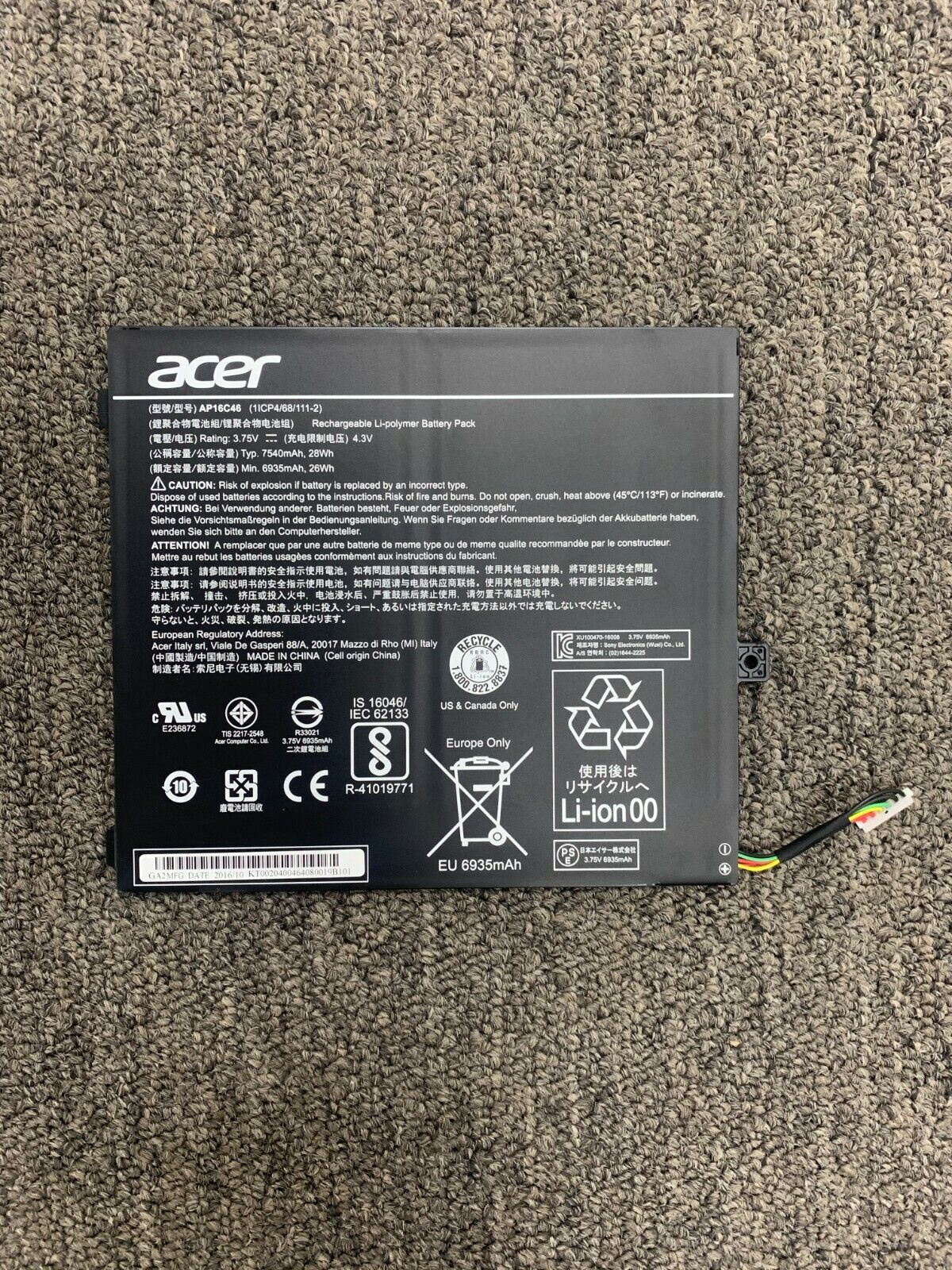 NEW OEM Acer Aspire E5-573 Battery 28Wh AP16C46 (1ICP4/68/111-2)