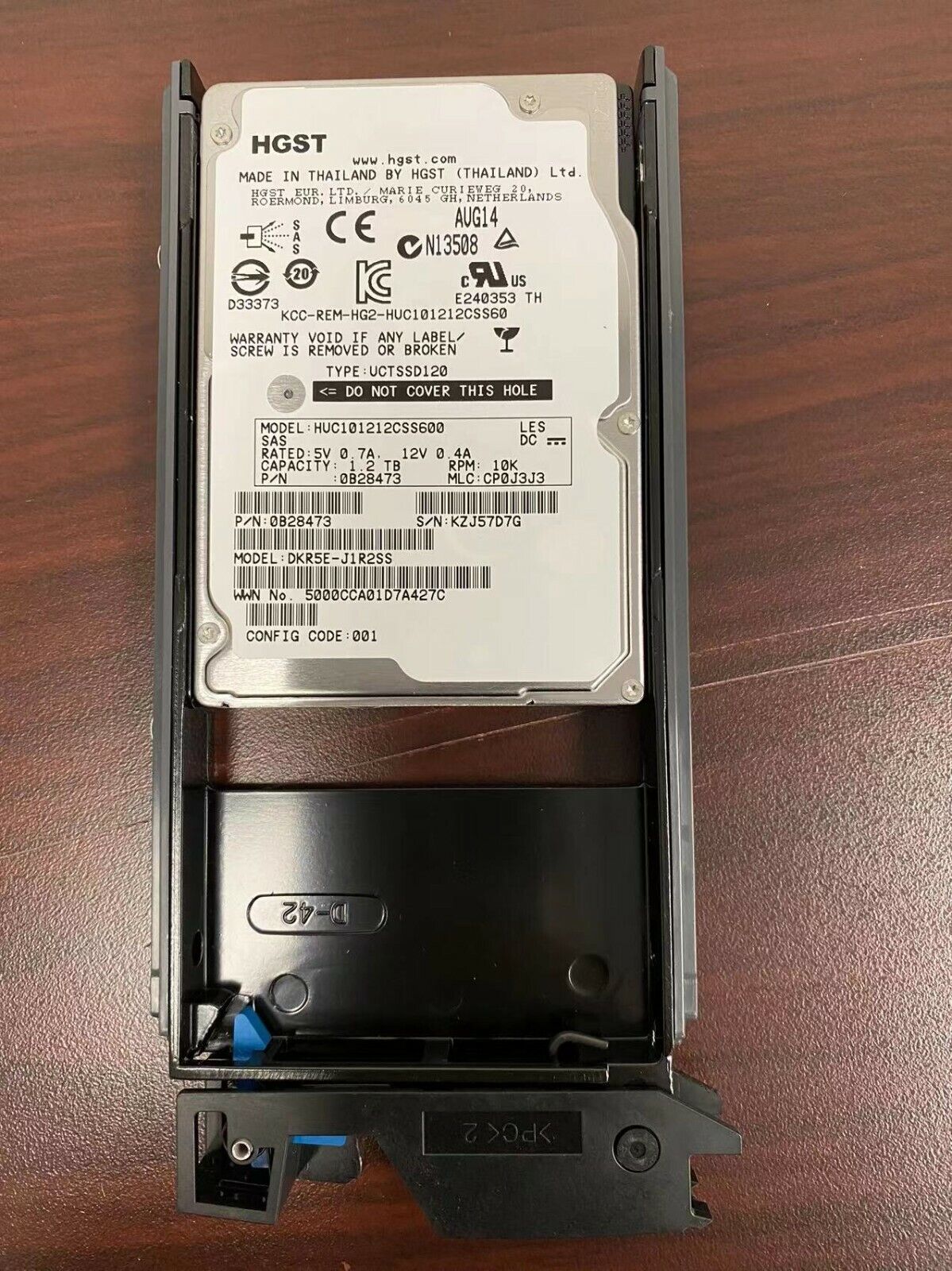HGST 1.2TB 2.5" SAS (0B28473) HUC101212CSS600 HDD 10k RPM DKR5E-J1R2SS W/ tray