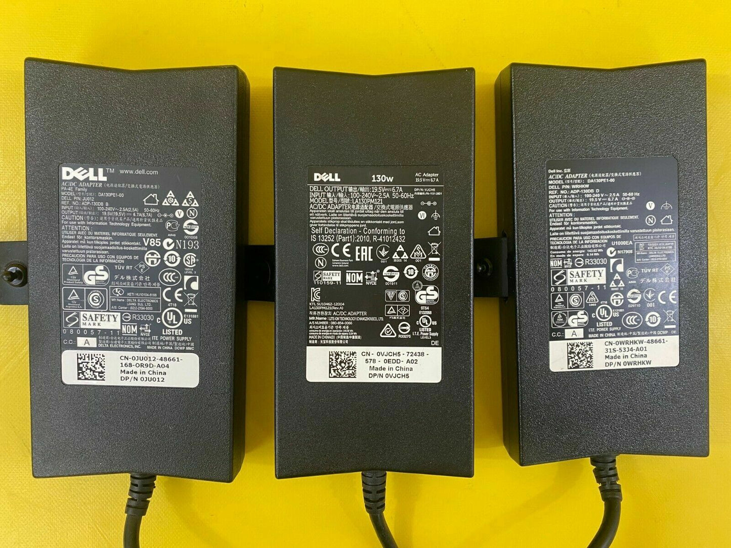 Lot of 10 Dell 130w PA-4E OEM DA130PE1-00 Laptop Adapter Charger w/ power cable