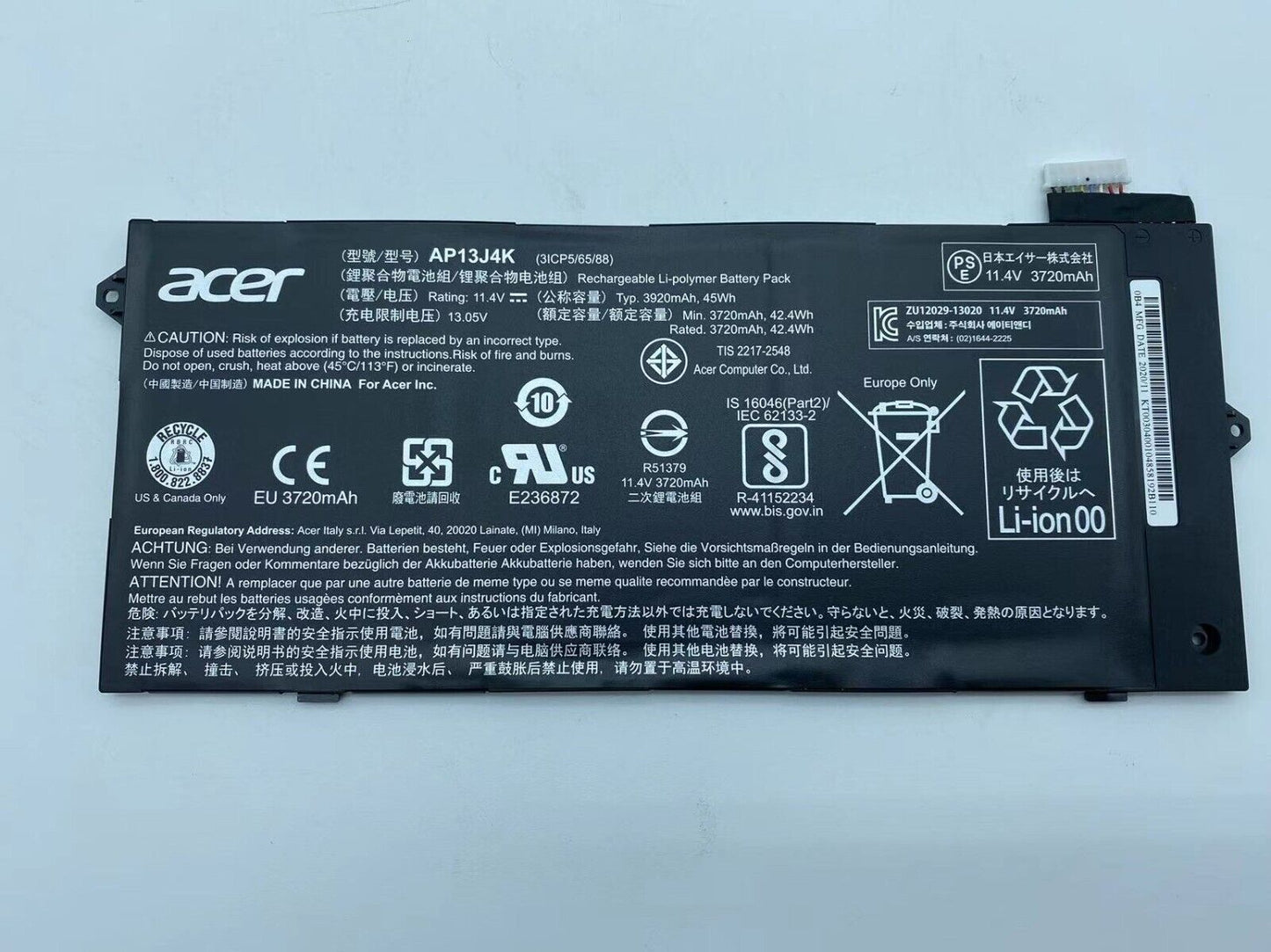 Acer Chromebook 14 CB3-431 Series 14" Genuine Battery 11.4V 3920mAh 45Wh AP13J4K