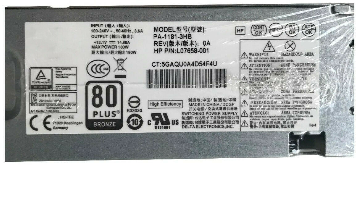 HP 280 G3 400 G5 SFF 180W Power Supply L07658-001 L17839-001 PA-1181-3HB