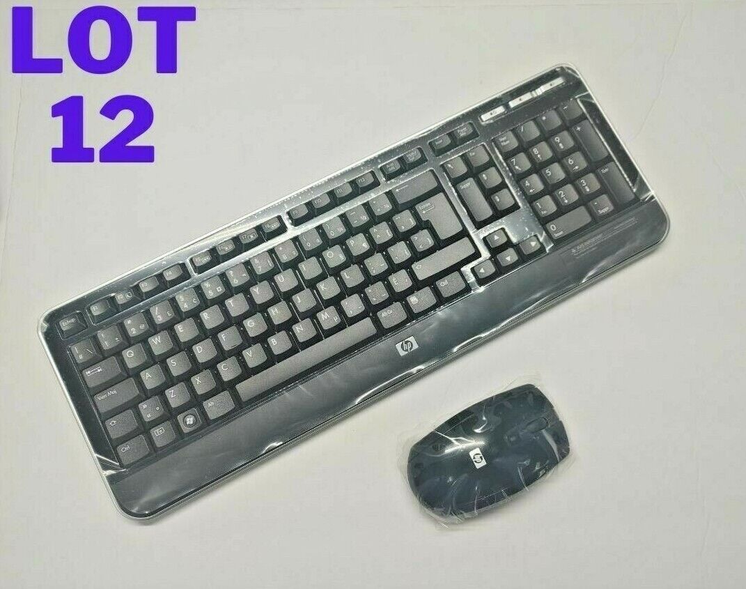 LOT 12 HP KG-0851 WIRELESS KEYBOARD OPTICAL MOUSE DONGLE Bundle 505143-121