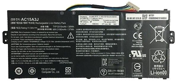 Acer Chromebook Spin CP311-1HN Laptop Battery AC15A3J KT.00305.009
