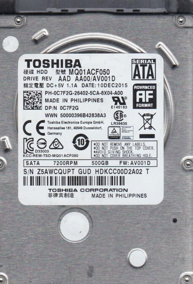 Lot 8 Toshiba Laptop 16MB Cache 7200RPM MQ01ACF050 500GB 2.5 SATA III Hard Drive