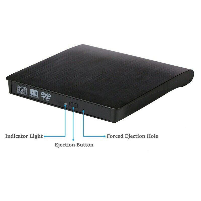 External Portable CD/DVD Drive Slim USB 3.0 Re-Writer Burner Reader RW Drive