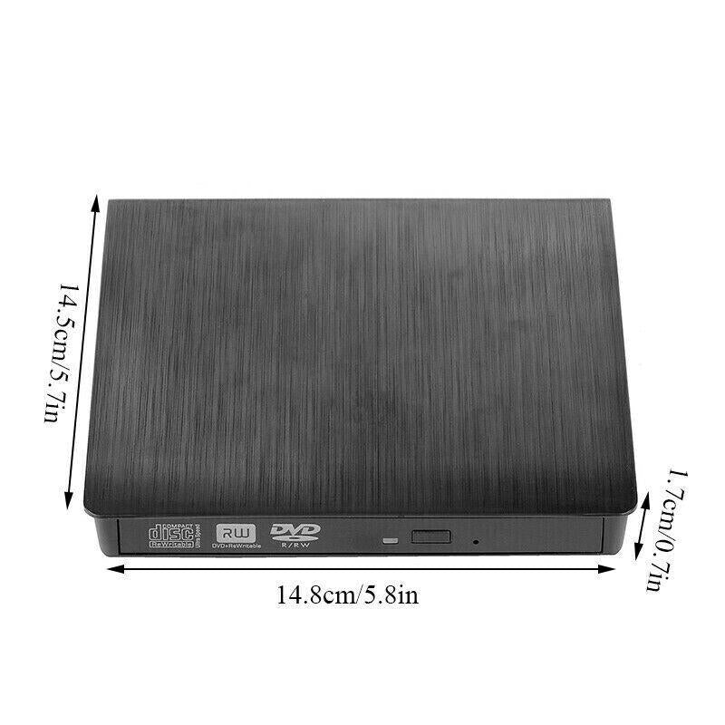 External Portable CD/DVD Drive Slim USB 3.0 Re-Writer Burner Reader RW Drive