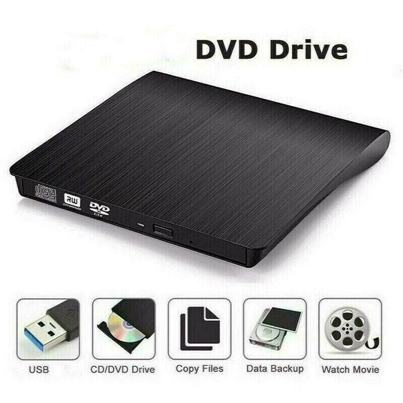 External Portable CD/DVD Drive Slim USB 3.0 Re-Writer Burner Reader RW Drive