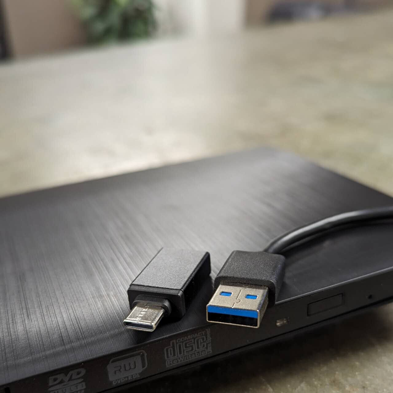 Slim USB 3.0 & USB C CD DVD RW Drive Burner & Player For Windows PC & Apple Mac